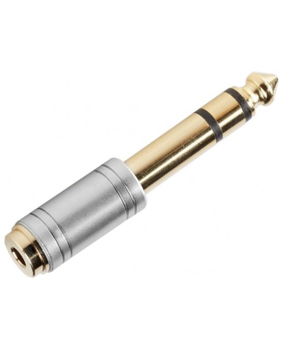 Adaptador jack 6.3 mm stereo macho a 3.5 mm stereo hembra metal