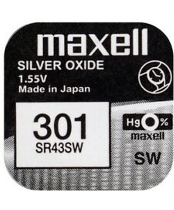 Pila ox de plata 1.55v (sr43sw) 301 maxell