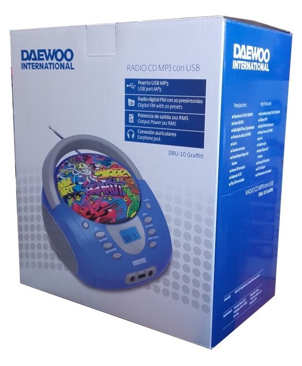 Radio cd digital mp3 usb graffiti daewoo