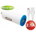 Cargador mechero usb 2.1a+conexion micro usb 1 m