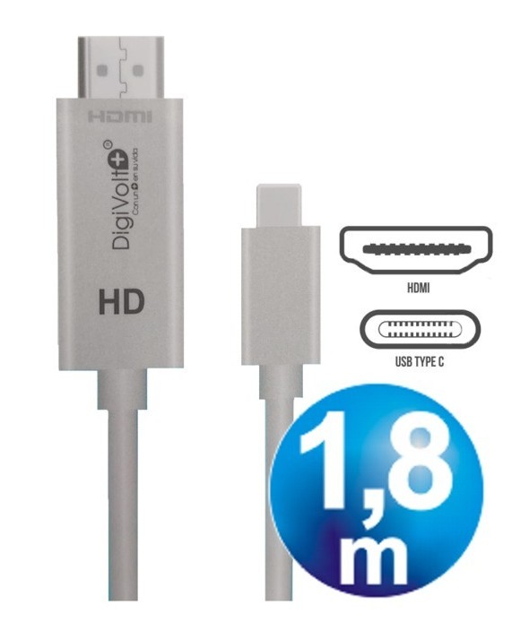 Conexion mhl hdmi hd para tipo"c" 1.5m cable