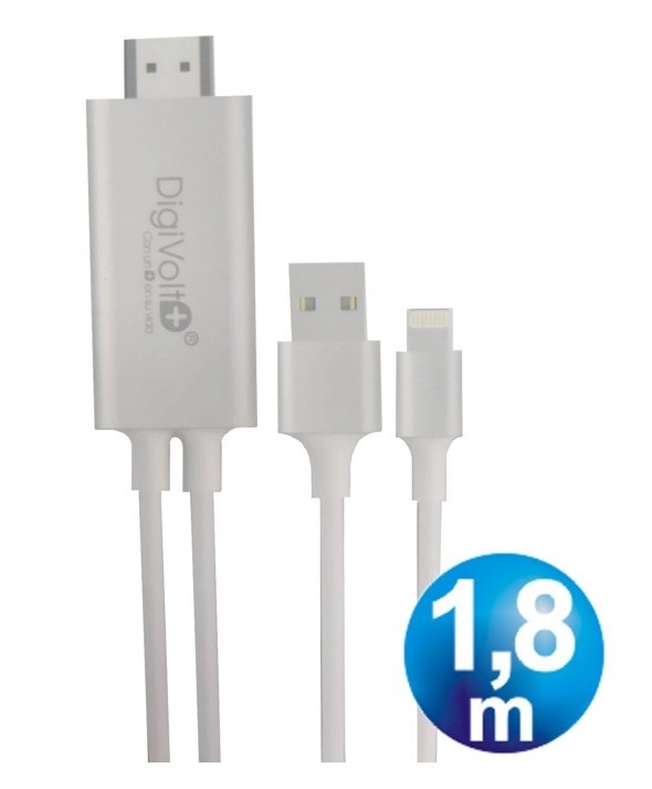 Conexion mhl hdmi hd para iphone11pro 1.8m cable