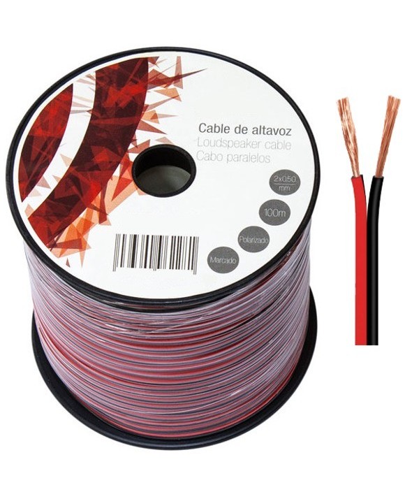 Rollo 100m cable paralelo rojo/negro 2x0.5mm