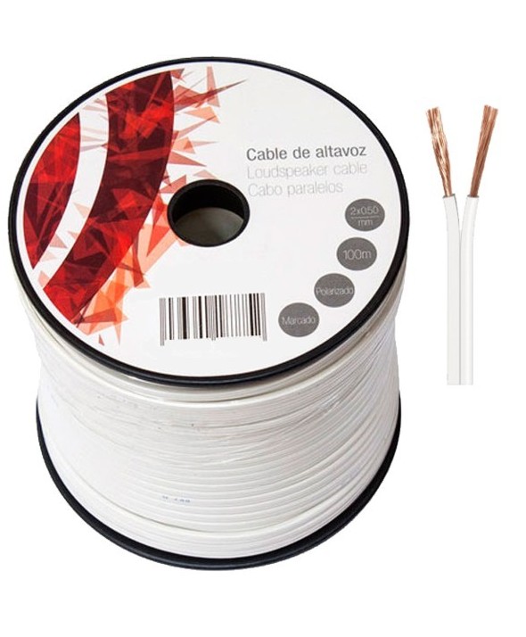 Rollo 100 m cable paralelo 2x050 mm blanco