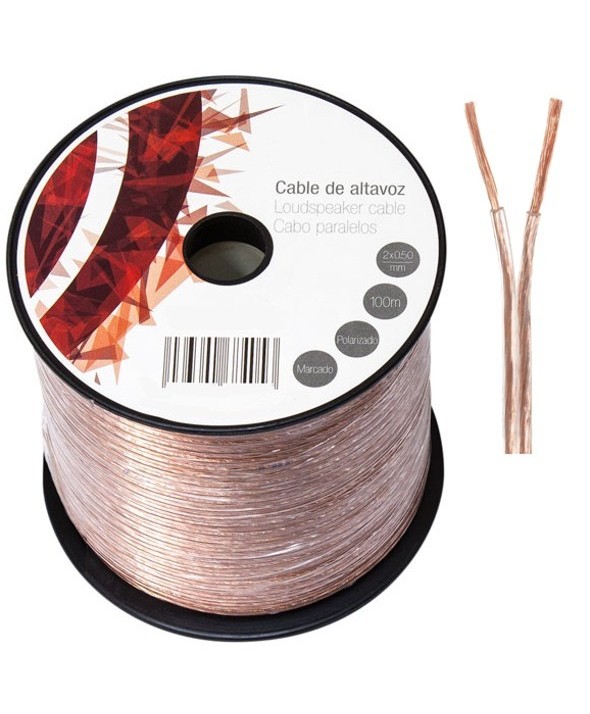 Rollo 100 m cable paralelo 2x0.5 mm transparente