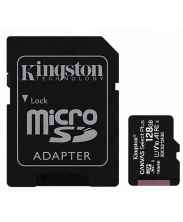 Memoria microsd 128gb class10 100mbs + adaptador sd kingston