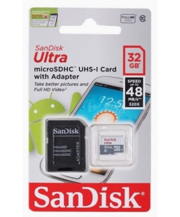 Memoria microsdhd 32gb cl10 80r + adaptador sd sandisk