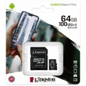 Memoria microsdxc 64gb cl10 100r + adaptador sd kington