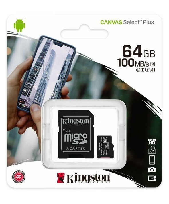 Memoria microsdxc 64gb cl10 100r + adaptador sd kington