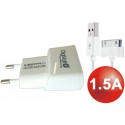 Kit cargador red usb (1,5a max)+conexion iphone4/4s 